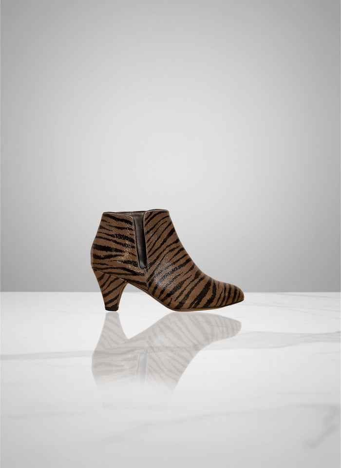 Forty Four - Taupe & Black Printed Patent Leather