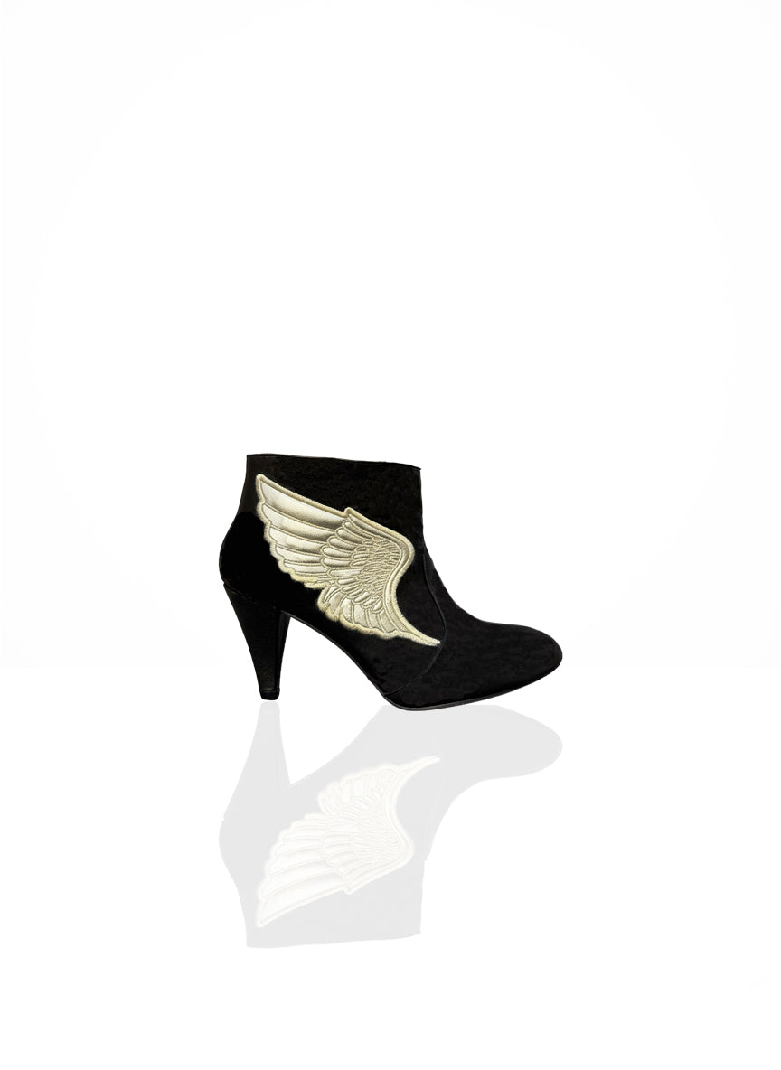 Angelita - Cuir Noir et Métallisé Champagne | Patricia Blanchet