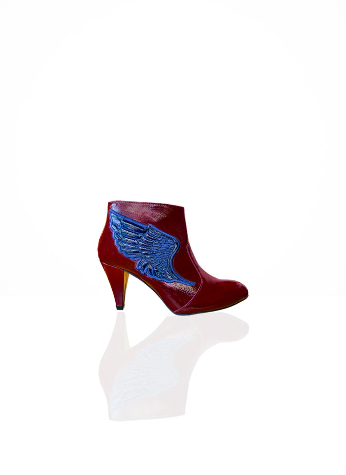 Angelita - Cuir Verni Bordeaux & Bleu