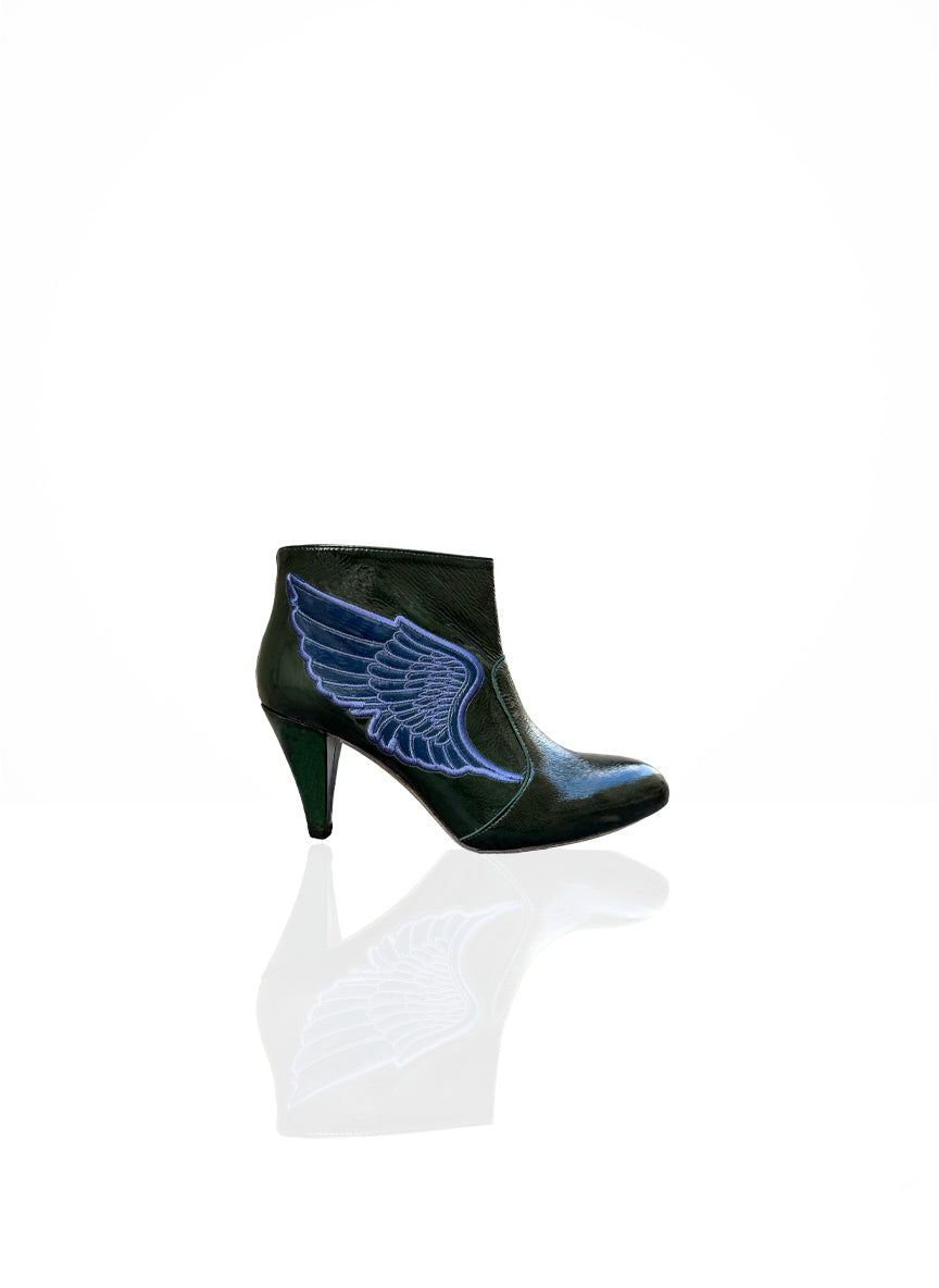 Angelita - Cuir Verni Frelon Vert & Champagne | Patricia Blanchet
