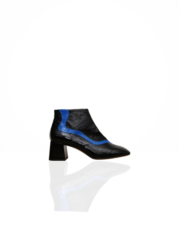 Apostrophe - Cuir Verni Noir & Bleu