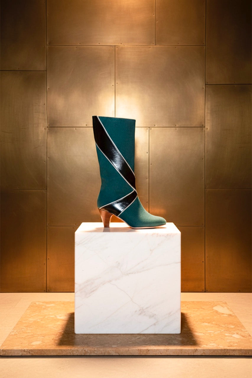 Biquette - Nubuck + Verni Frelon Vert | Patricia Blanchet