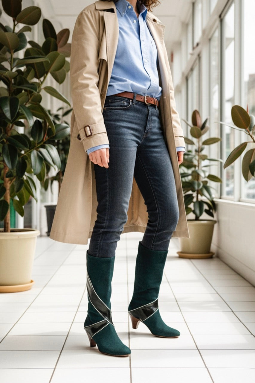 Biquette - Nubuck + Verni Frelon Vert | Patricia Blanchet