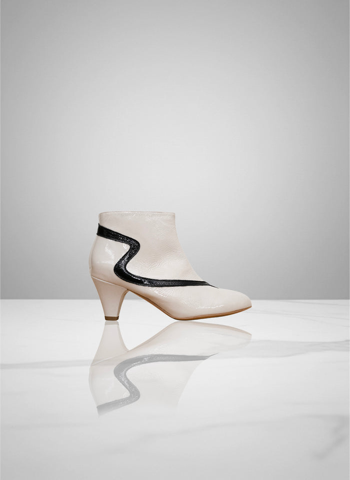 Chipette - Ivory & Black Patent leather