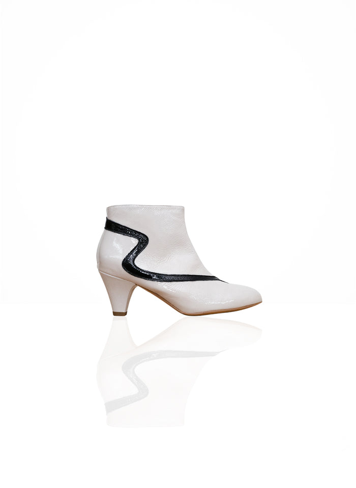 Chipette - Cuir Verni Ivoire & Noir