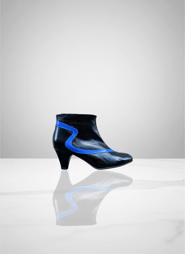 Chipette - Cuir Verni Noir & Bleu