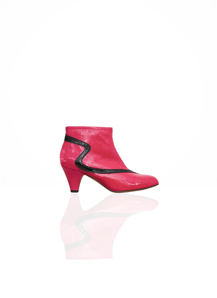 Chipette - Cuir Verni Rose Néon & Noir