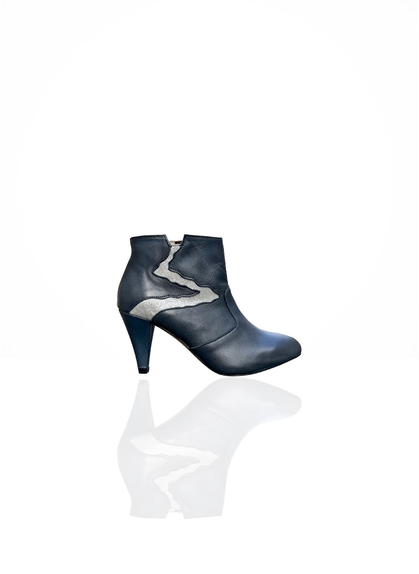 Djamelah - Navy Blue Leather & Silver Glitter | Patricia Blanchet
