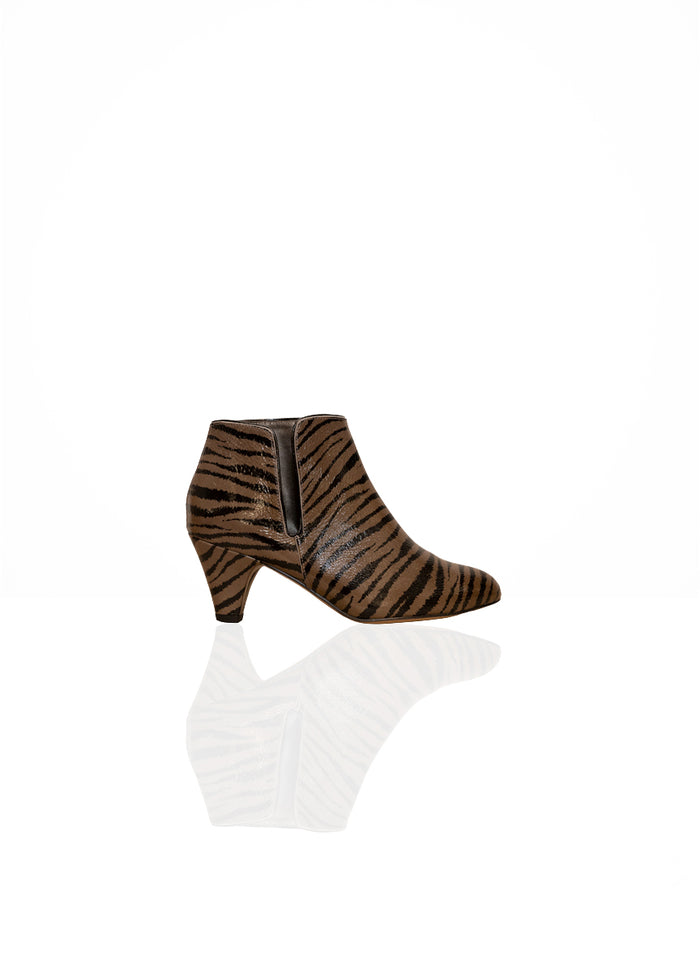 Forty Four - Taupe & Black Printed Patent Leather