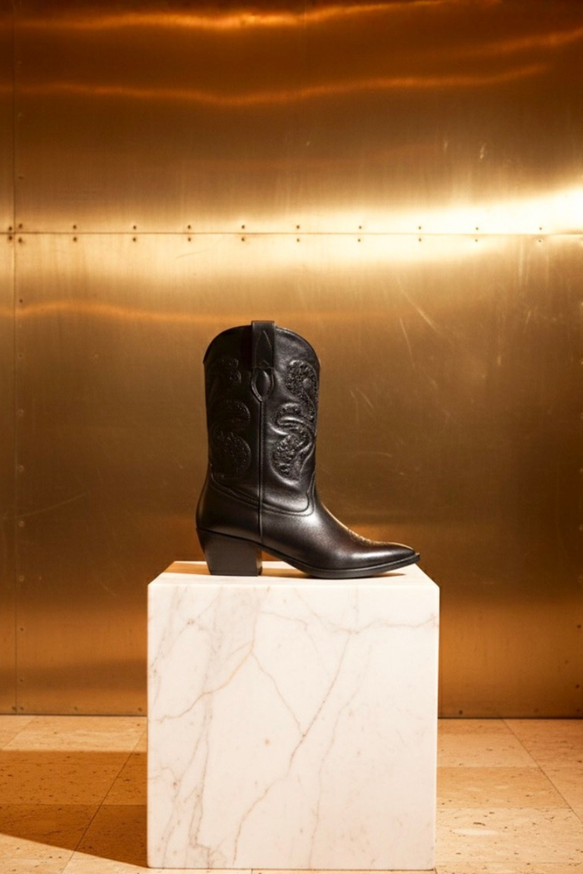 Jodo - Cuir Noir + Glitter Noir | Patricia Blanchet