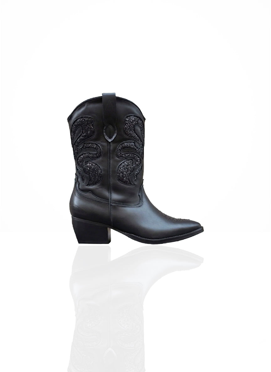 Jodo - Cuir Noir + Glitter Noir | Patricia Blanchet