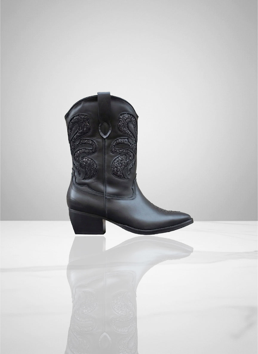 Jodo - Cuir Noir + Glitter Noir | Patricia Blanchet