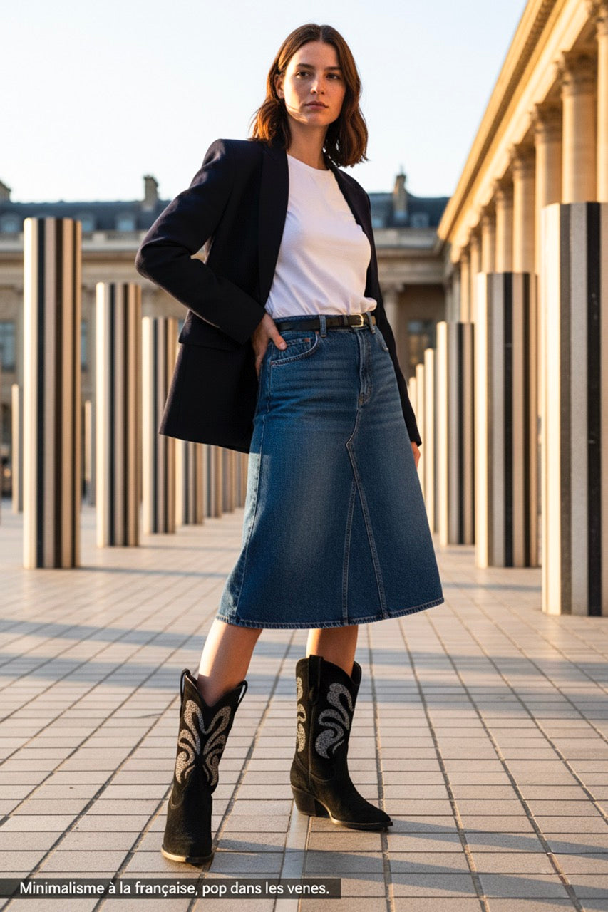 Jodo - Cuir Velouté Noir + Glitter Acier | Patricia Blanchet