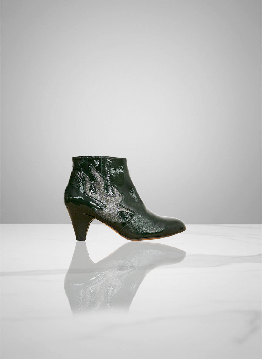 Juanette - Green Hornet Patent Leather & Fine Glitter | Patricia Blanchet