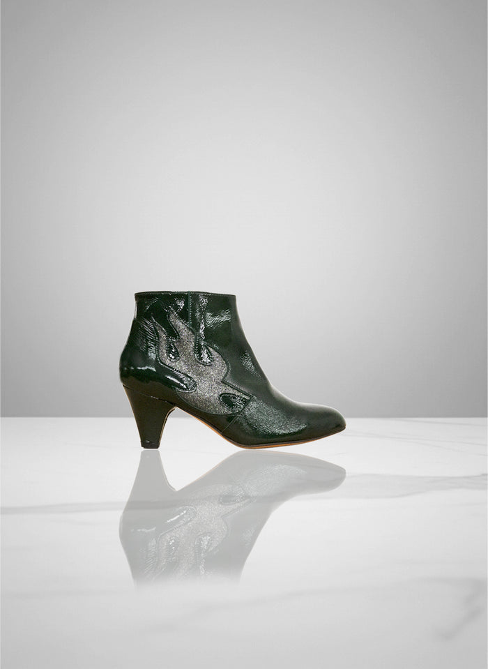 Juanette - Green Hornet Patent Leather & Fine Glitter
