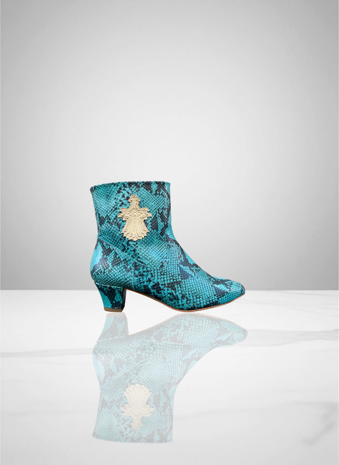 Kickrazy - Nubuck Imprimé Ecailles Turquoise