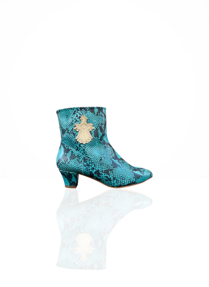 Kickrazy - Nubuck Imprimé Ecailles Turquoise