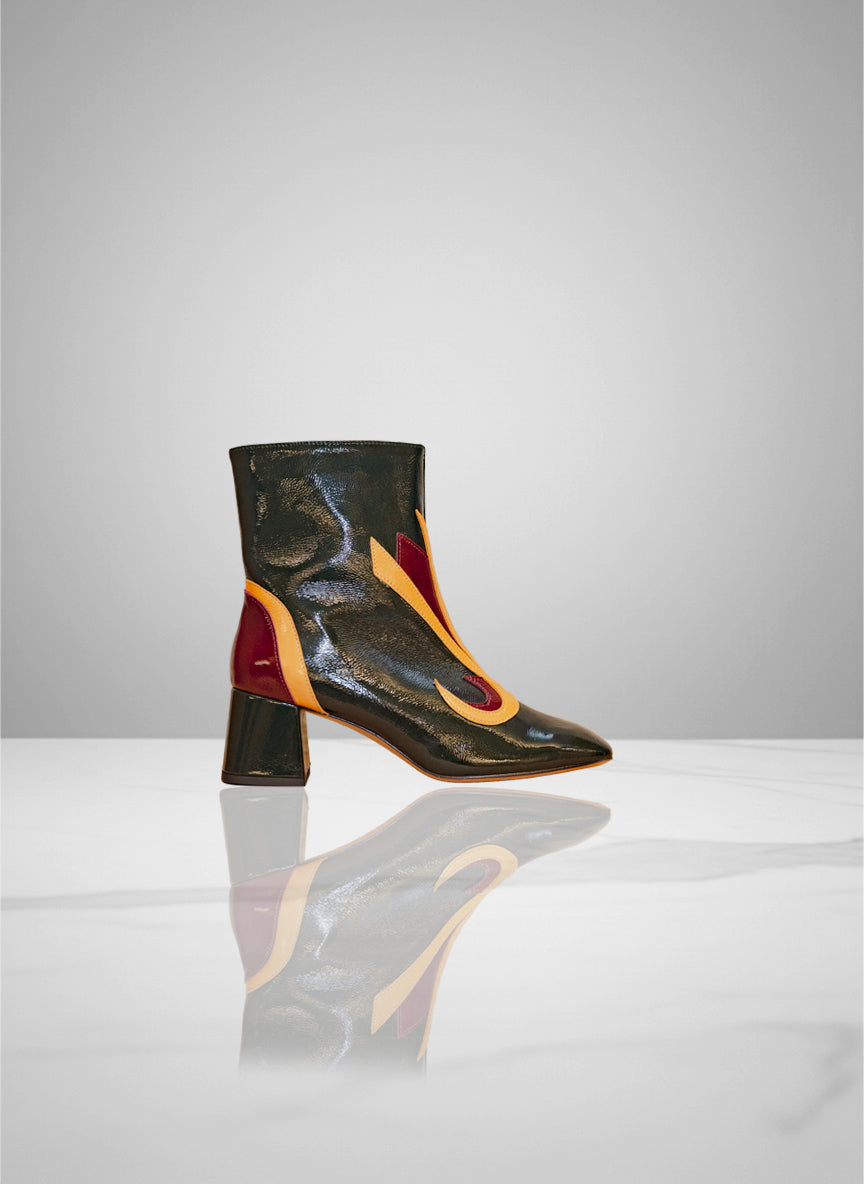 Vinny - Green Hornet, Yellow & Burgundy Patent Leather | Patricia Blanchet