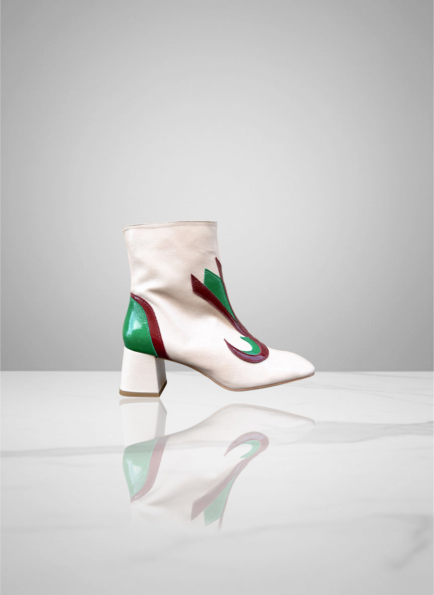 Vinny - Ivory, Bordeaux & Jelly Bean Patent Leather | Patricia Blanchet