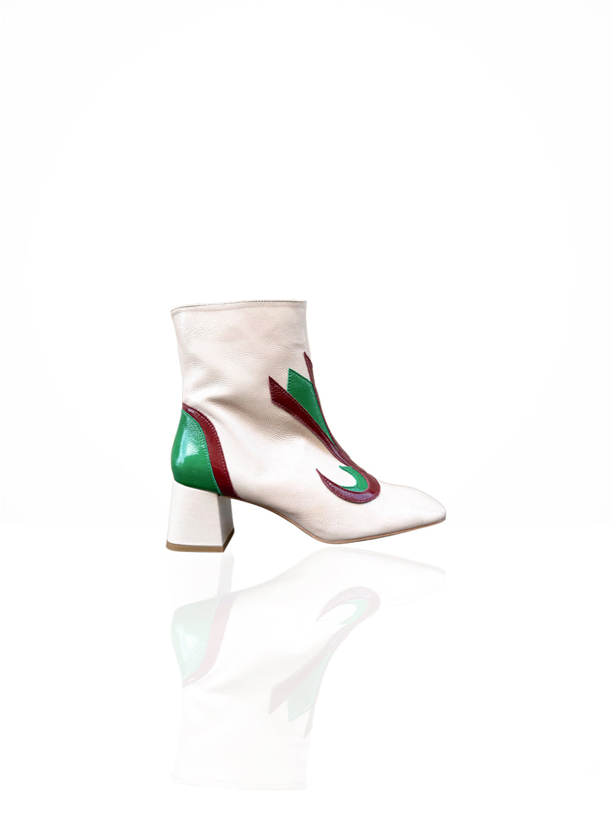 Vinny - Cuir Verni Ivoire, Bordeaux & Jelly Bean | Patricia Blanchet