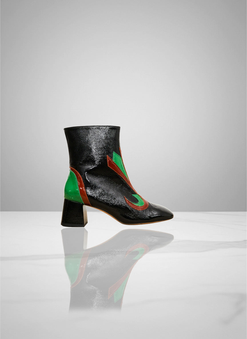 Vinny -Black, Jelly Bean & Caramel Patent Leather | Patricia Blanchet