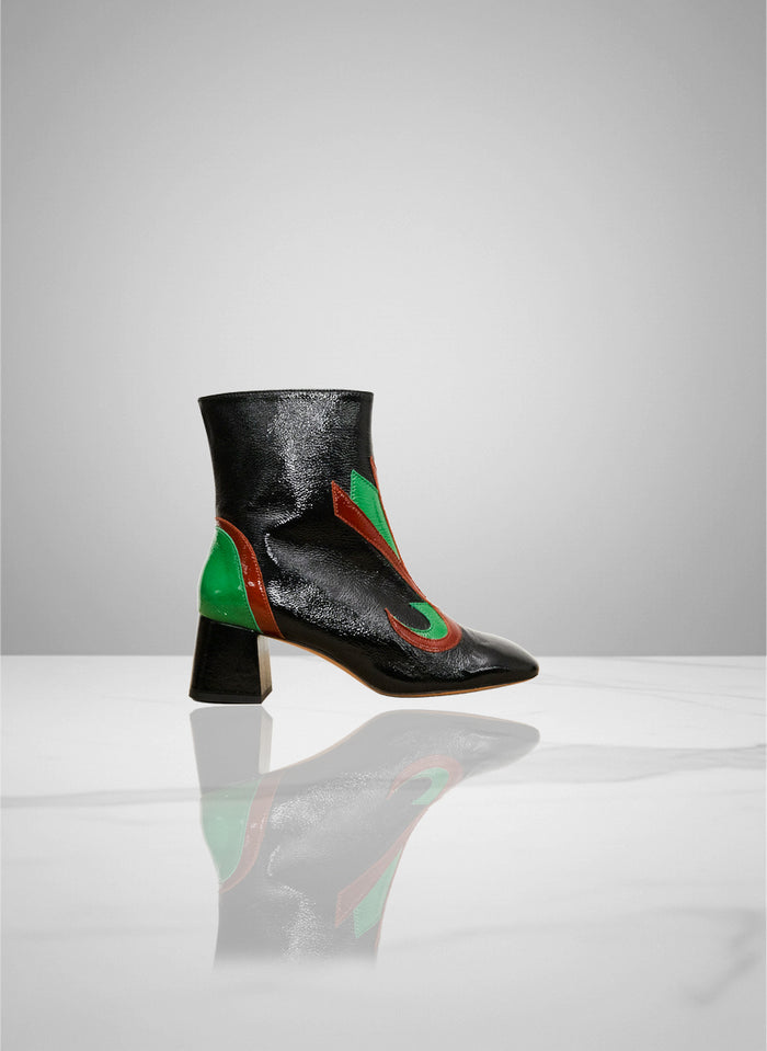 Vinny -Black, Jelly Bean & Caramel Patent Leather
