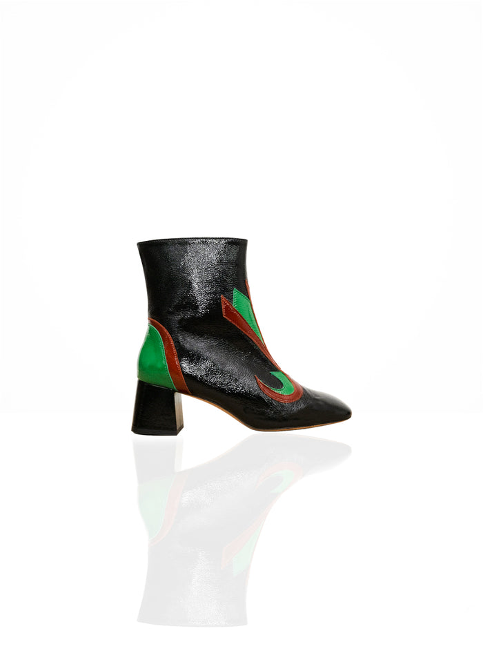 Vinny - Cuir Verni Noir, Jelly Bean & Caramel