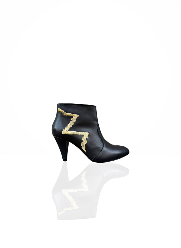 Zaratous - Cuir Noir & Broderie doré
