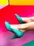 Escarpin ouvert talon paillettes glitter turquoise Gaby Patricia Blanchet - image-survol-2