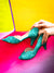 Escarpin ouvert talon paillettes glitter turquoise Gaby Patricia Blanchet - image-survol